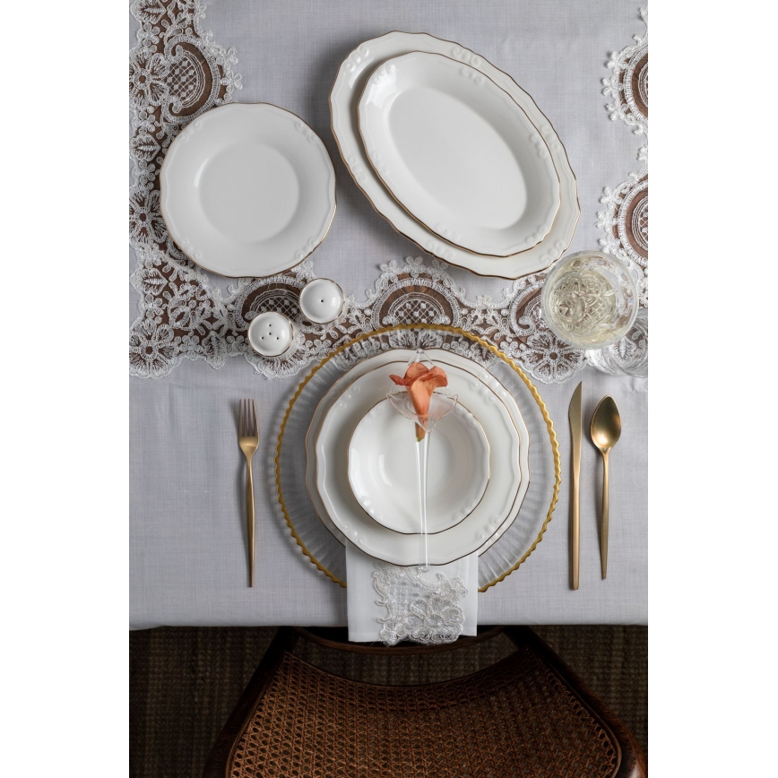 Jedálenská súprava 53 ks biela/zlatá/porcelán