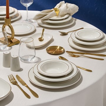 Jedálenská súprava 53 ks biela/zlatá/porcelán