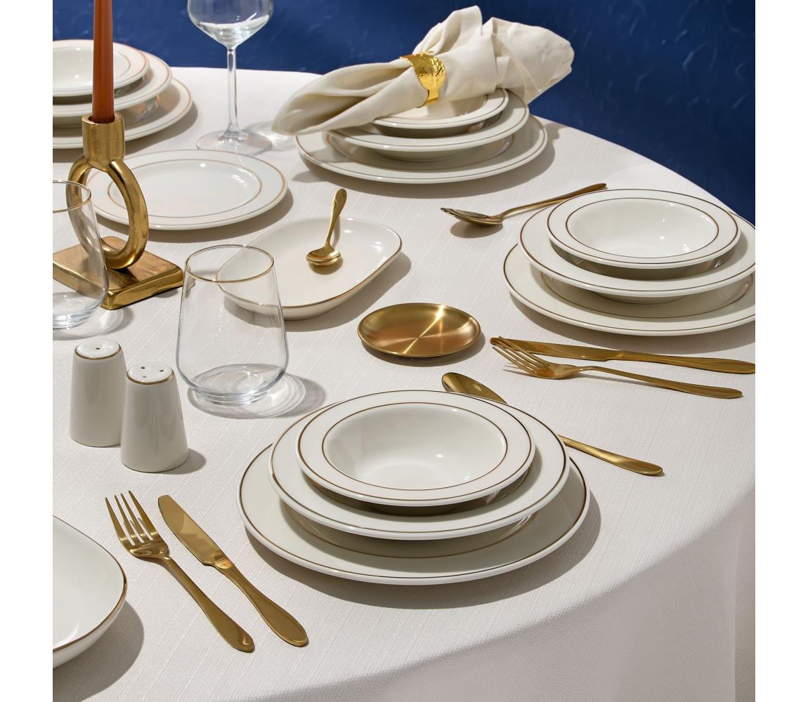 Jedálenská súprava 53 ks biela/zlatá/porcelán 667PRS1149