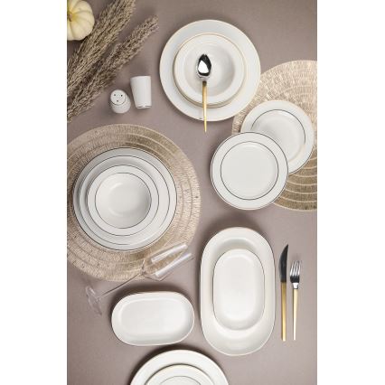 Jedálenská súprava 53 ks biela/zlatá/porcelán