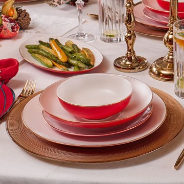 Jedálenská súprava 58 ks biela/červená/porcelán