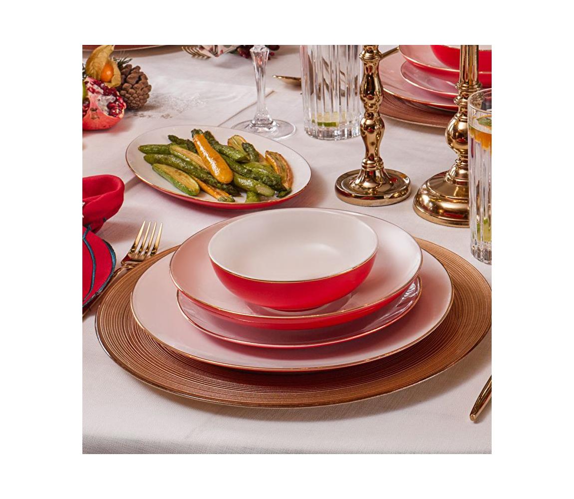 Jedálenská súprava 58 ks biela/červená/porcelán 216KRC1274