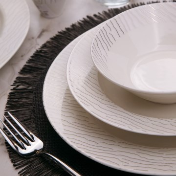 Jedálenská súprava 62 ks biela/strieborná/porcelán