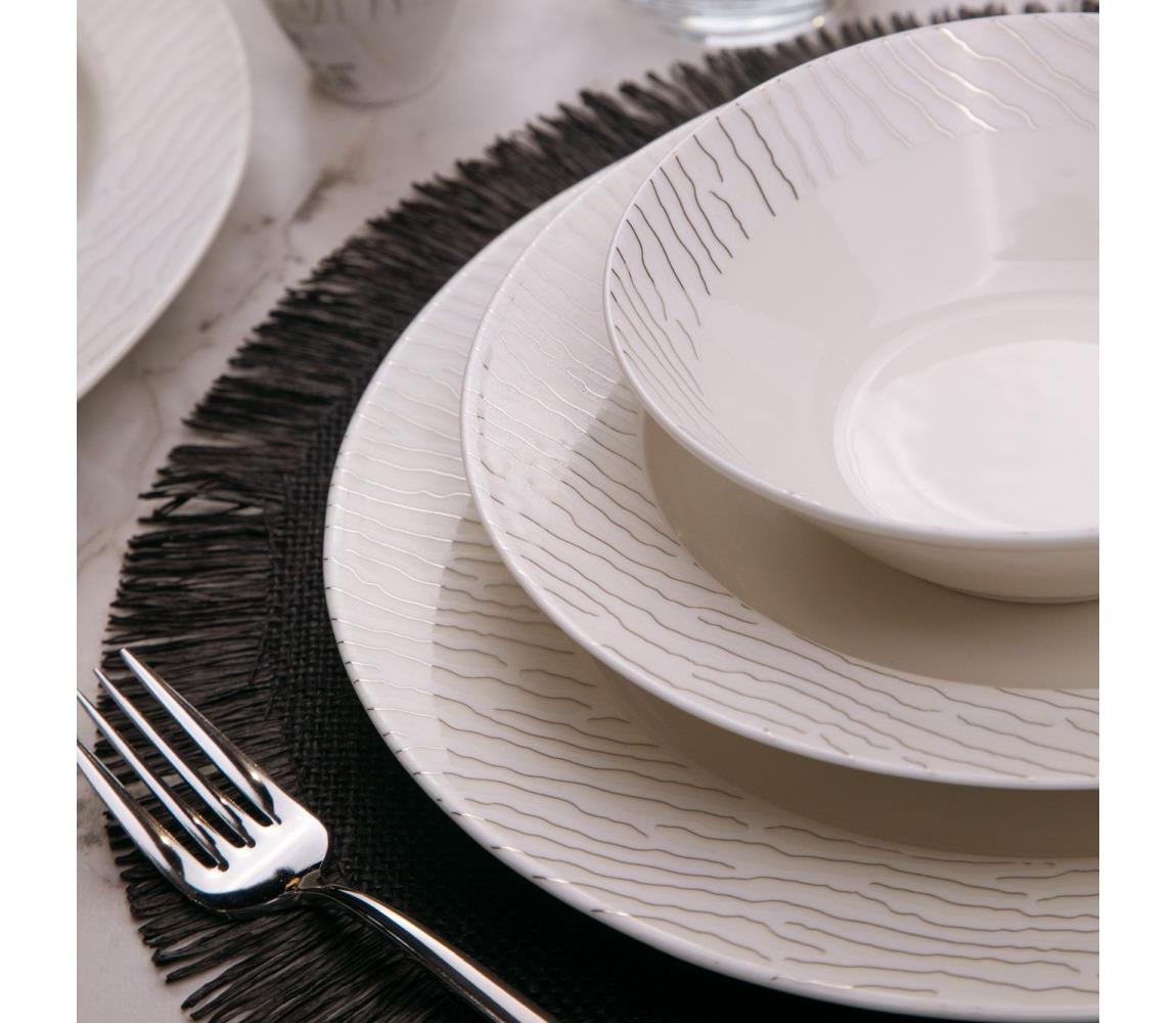 Jedálenská súprava 62 ks biela/strieborná/porcelán 710KTP3812
