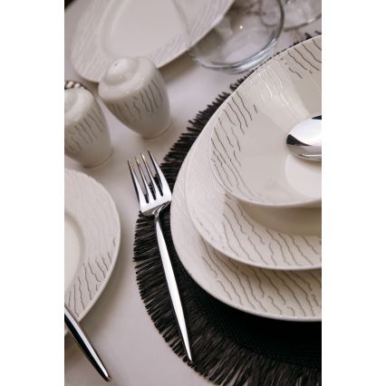 Jedálenská súprava 62 ks biela/strieborná/porcelán