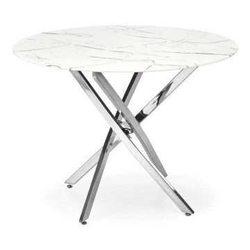 Jedálenský stôl ESTEN 100 cm biela/strieborná