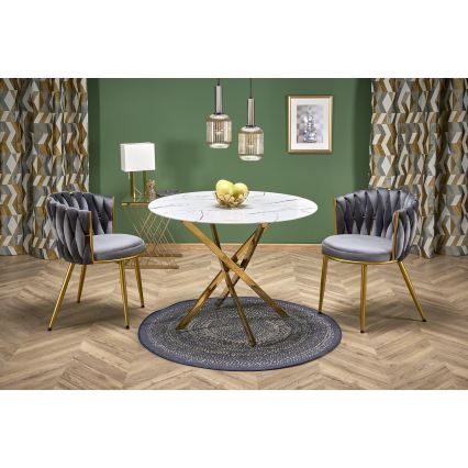 Jedálenský stôl ESTEN 100 cm biela/zlatá