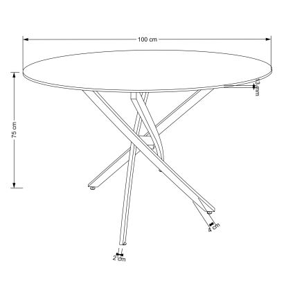Jedálenský stôl ESTEN 100 cm čierny/zlatý