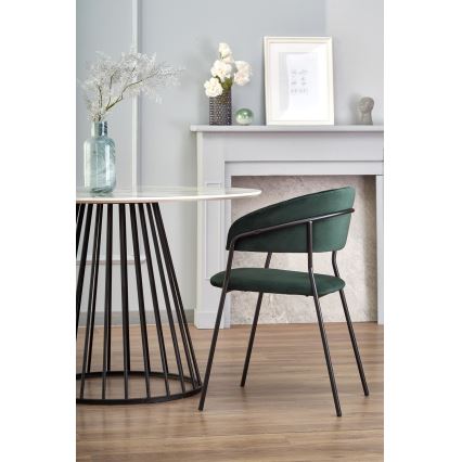 Jedálenský stôl SEREIN dekor biely mramor/čierna