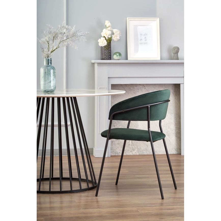 Jedálenský stôl SEREIN dekor biely mramor/čierna