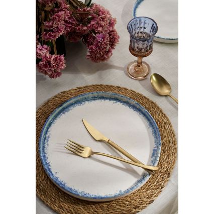 Jedálna sada 24 ks biela/modrá/porcelán