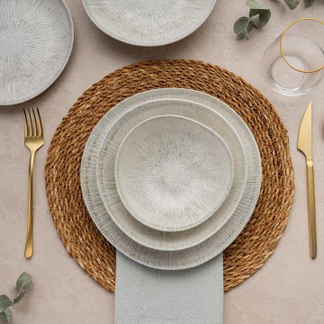 Jedálna sada 24 ks sivá/porcelán