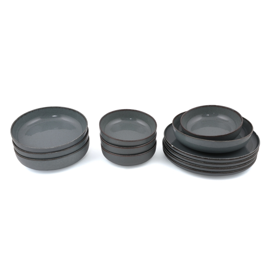 Jedálna súprava 12 ks sivá/porcelán