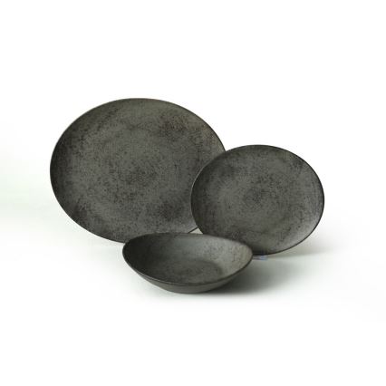 Jedálna súprava 18 ks antracit/zelená/kamenina