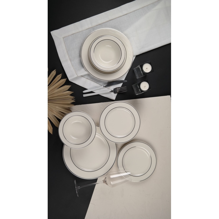 Jedálna súprava 18 ks krémová/strieborná/porcelán