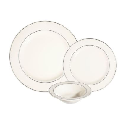 Jedálna súprava 18 ks krémová/strieborná/porcelán