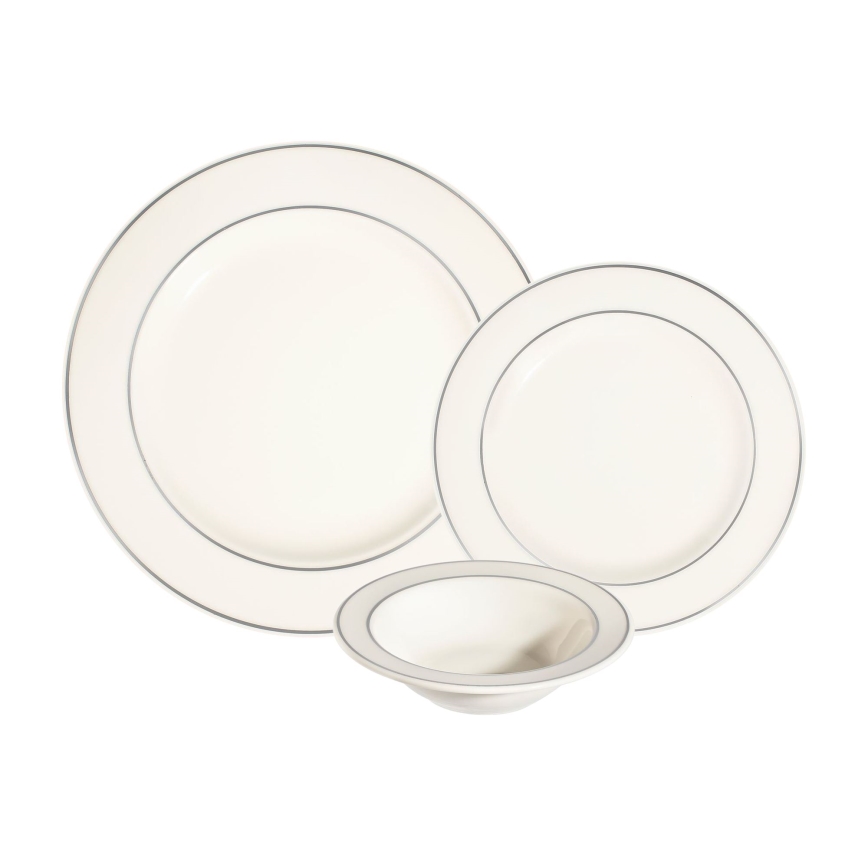 Jedálna súprava 18 ks krémová/strieborná/porcelán