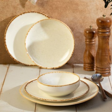 Jedálna súprava 24 ks biela/béžová/porcelán