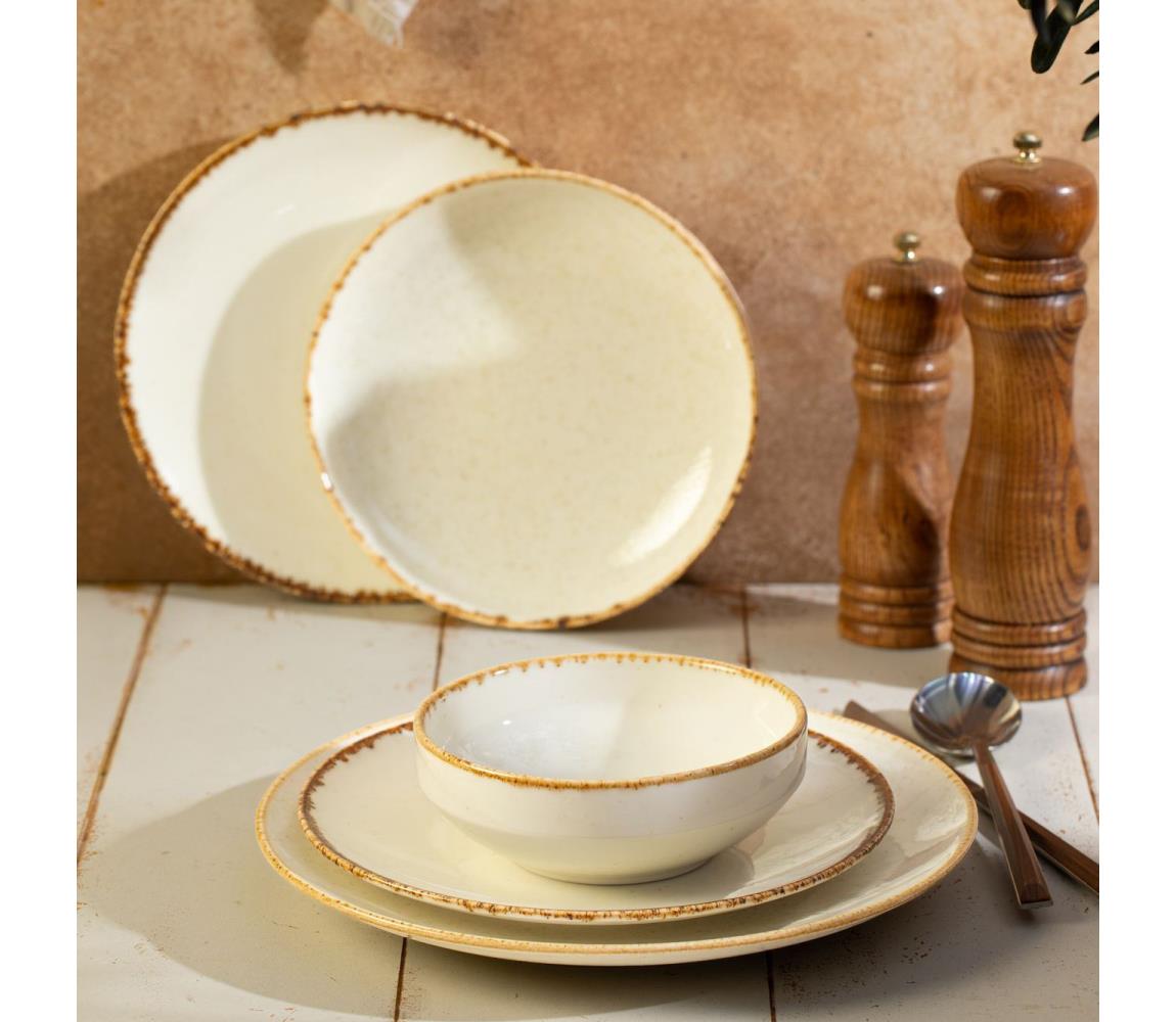 Jedálna súprava 24 ks biela/béžová/porcelán 667PRS1155