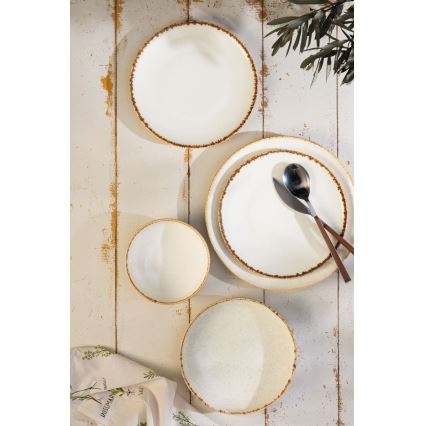 Jedálna súprava 24 ks biela/béžová/porcelán