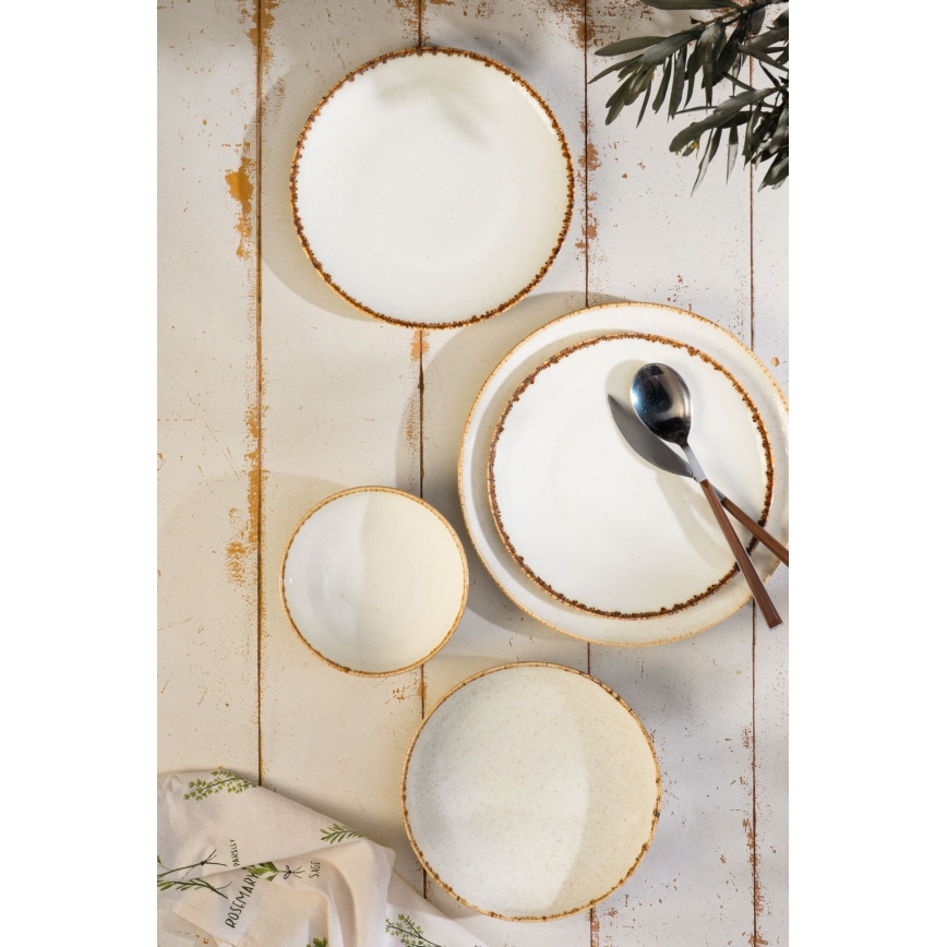 Jedálna súprava 24 ks biela/béžová/porcelán