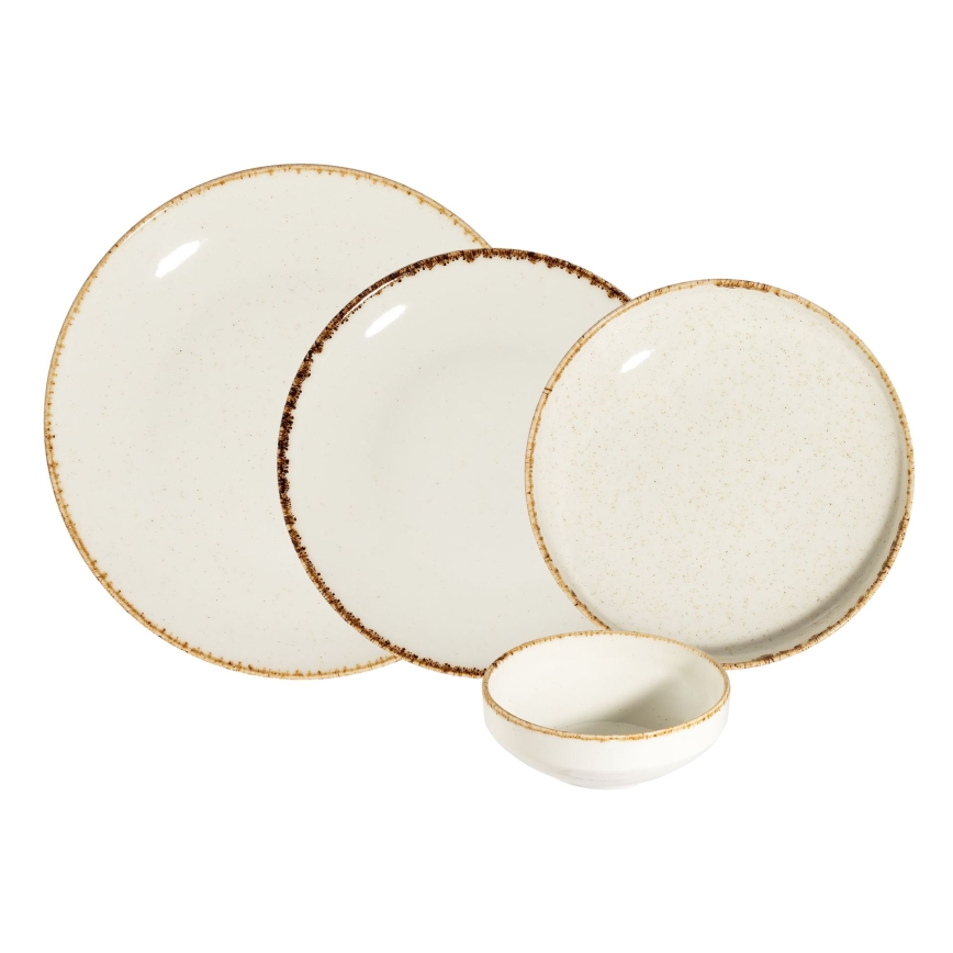 Jedálna súprava 24 ks biela/béžová/porcelán