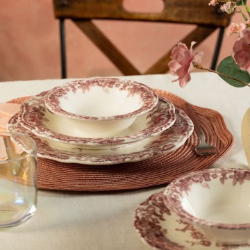 Jedálna súprava 24 ks biela/ružová/porcelán