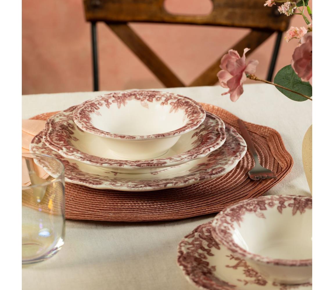 Jedálna súprava 24 ks biela/ružová/porcelán 667PRS1150