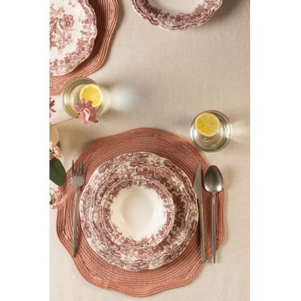 Jedálna súprava 24 ks biela/ružová/porcelán