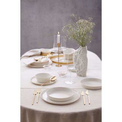 Jedálna súprava 24 ks biela/zlatá/porcelán