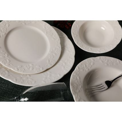 Jedálna súprava 24 ks krémová/porcelán