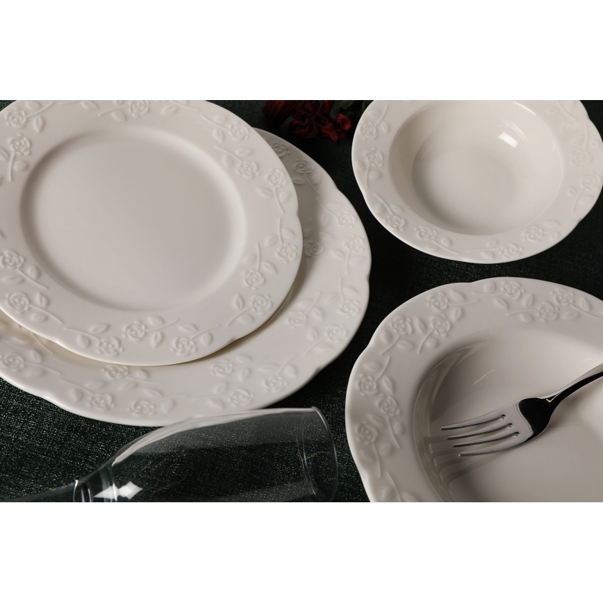 Jedálna súprava 24 ks krémová/porcelán