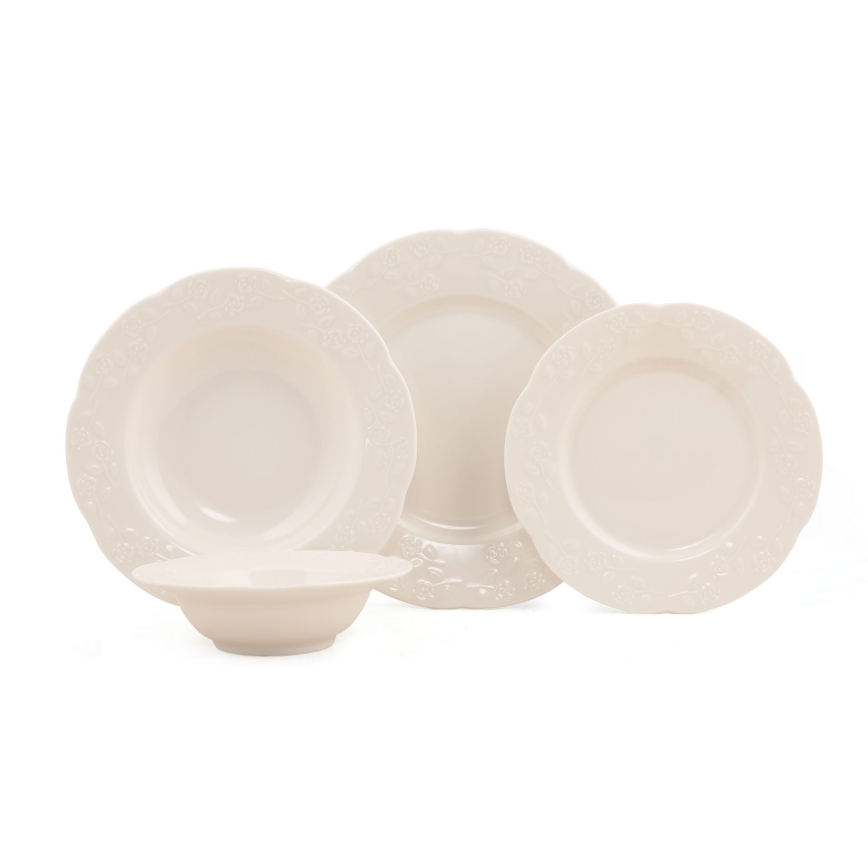 Jedálna súprava 24 ks krémová/porcelán