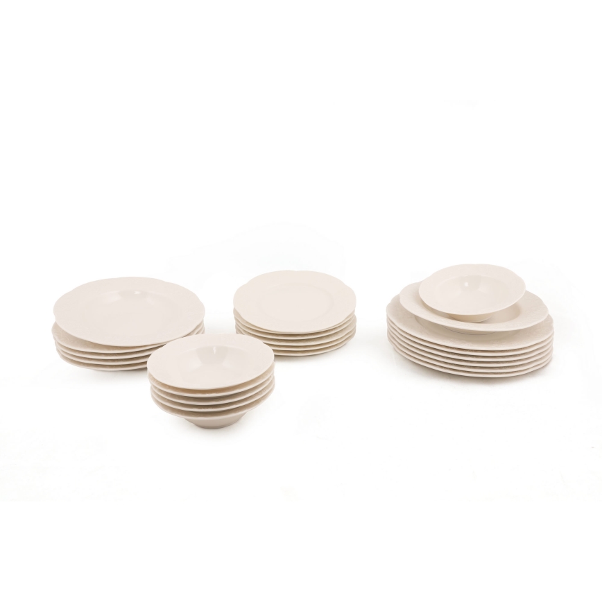 Jedálna súprava 24 ks krémová/porcelán