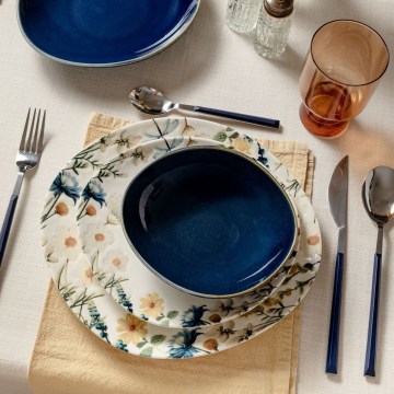 Jedálna súprava 24 ks pestrofarebná/modrá/porcelán