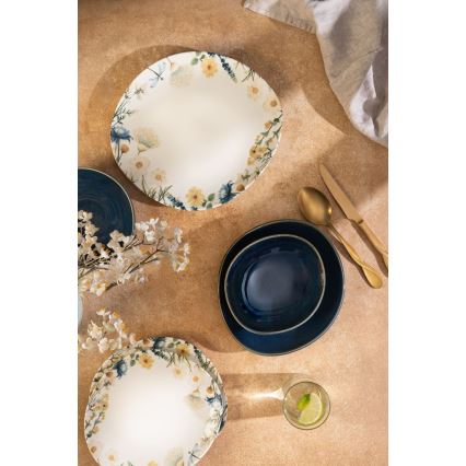 Jedálna súprava 24 ks pestrofarebná/modrá/porcelán