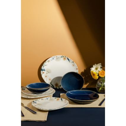 Jedálna súprava 24 ks pestrofarebná/modrá/porcelán