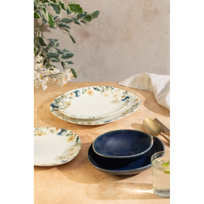 Jedálna súprava 24 ks pestrofarebná/modrá/porcelán
