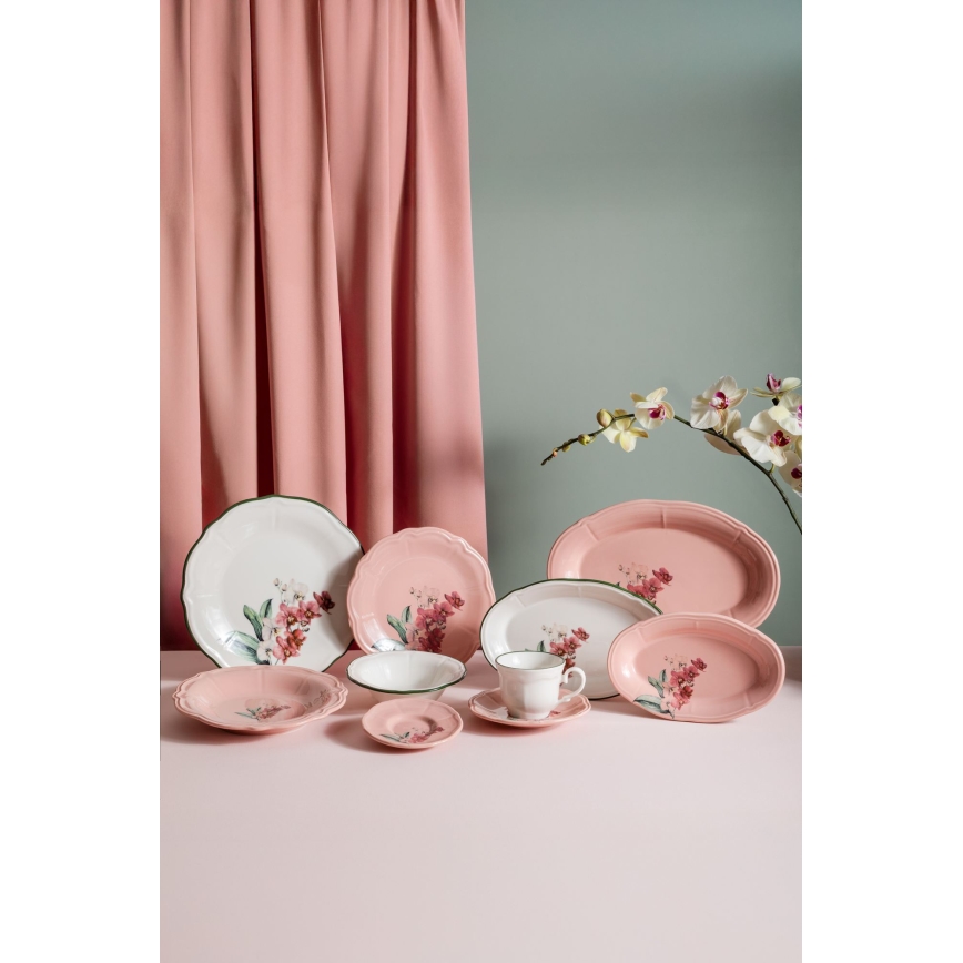 Jedálna súprava 27 ks ružová/biela/porcelán