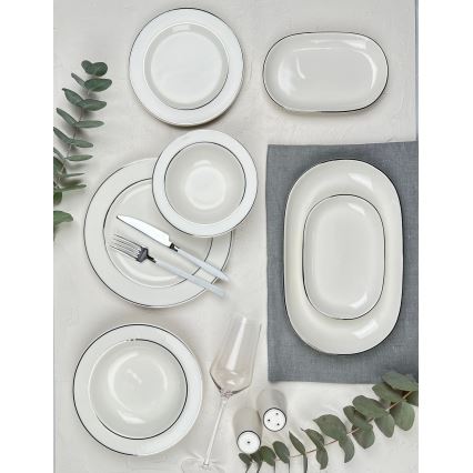 Jedálna súprava 53 ks krémová/strieborná/porcelán
