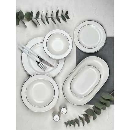 Jedálna súprava 53 ks krémová/strieborná/porcelán