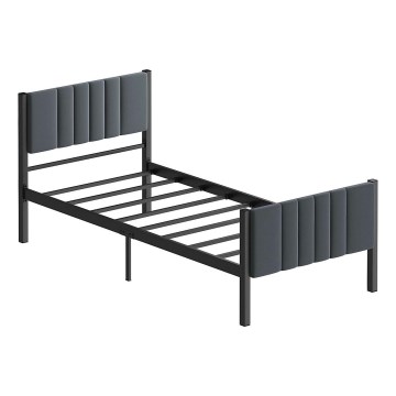 Jednolôžková kovová posteľ LUNOR 90x200 cm, antracit, nosnosť 120 kg