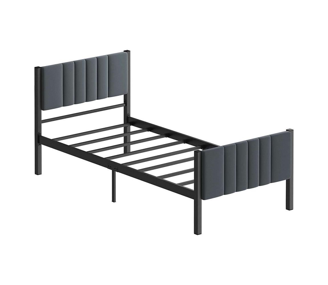 Jednolôžková kovová posteľ LUNOR 90x200 cm, antracit, nosnosť 120 kg 837WST1157