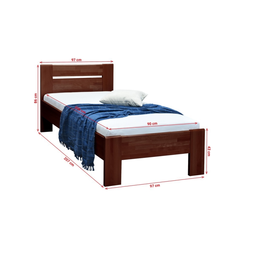 Jednolôžková posteľ AMBER 90x200 cm tmavý orech