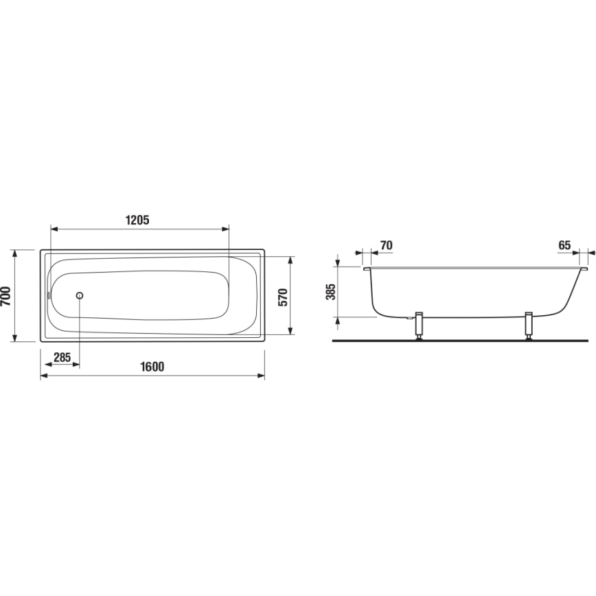 JIKA H2340600000001 - Vaňa RIGA 160x70 oceľ/biela