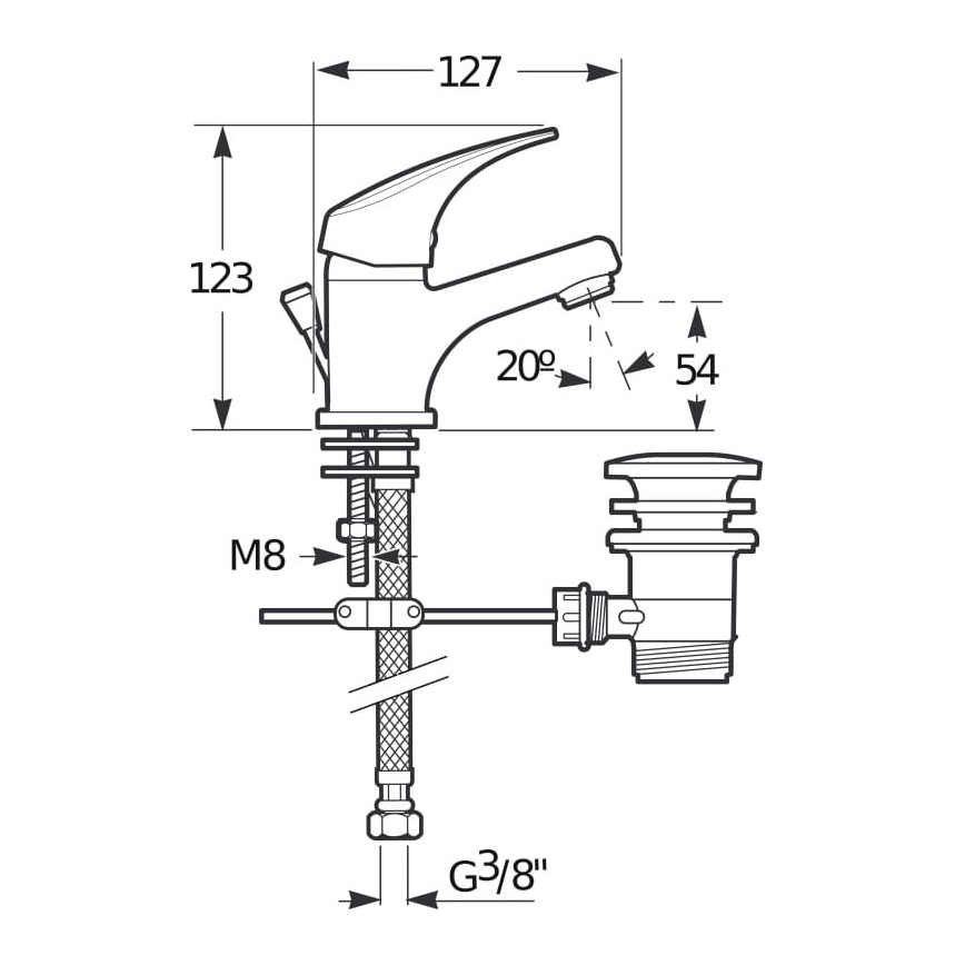 JIKA H3111N10041111 - Umývadlová batéria + výpust s prepadom TALAS 12,3 cm lesklý chróm