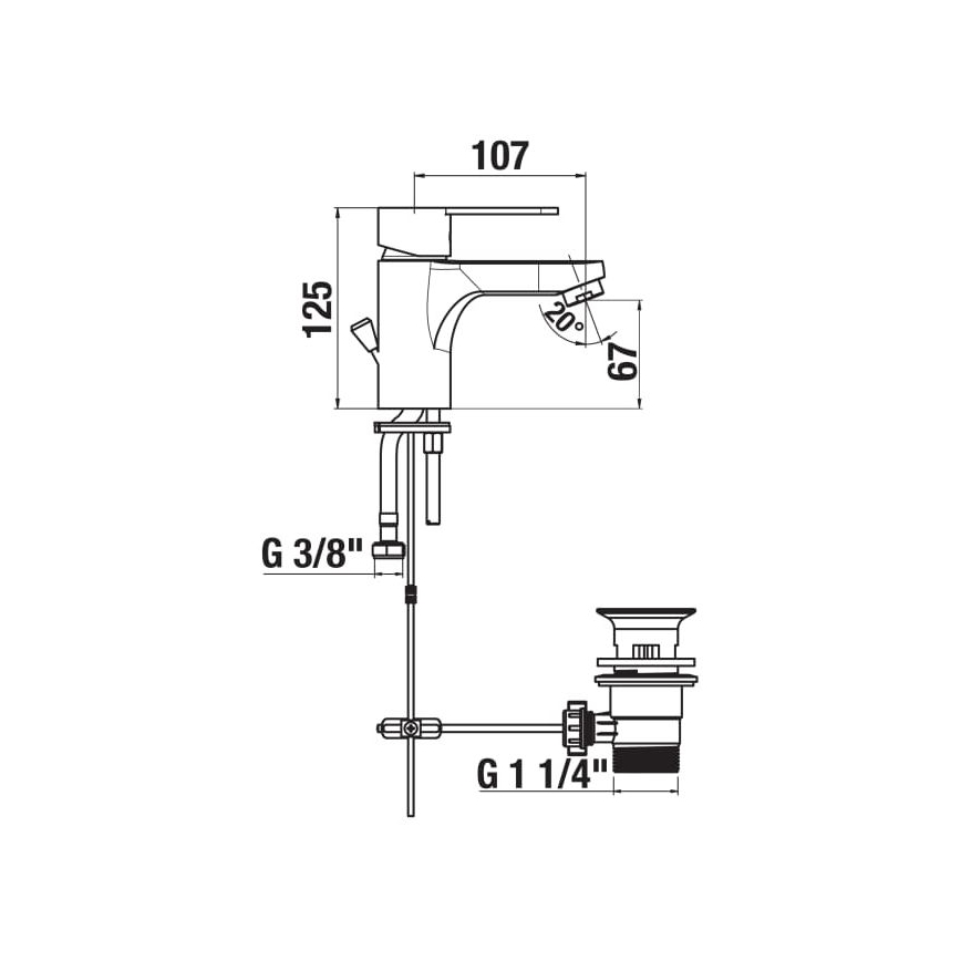 JIKA H3111Z10041111 - Umývadlová batéria + výpust s prepadom LYRA 12,5 cm lesklý chróm