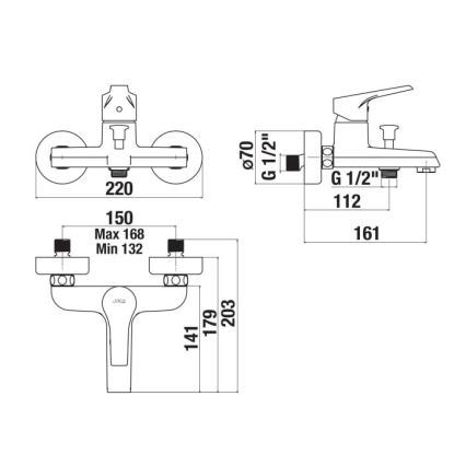 JIKA H3211W70044001 - Vaňová batéria CUBE lesklý chróm