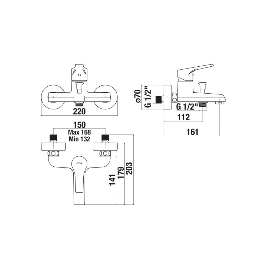 JIKA H3211W70044001 - Vaňová batéria CUBE lesklý chróm