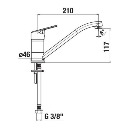 JIKA H3512E10042301 - Drezová batéria LYRA 21 cm lesklý chróm